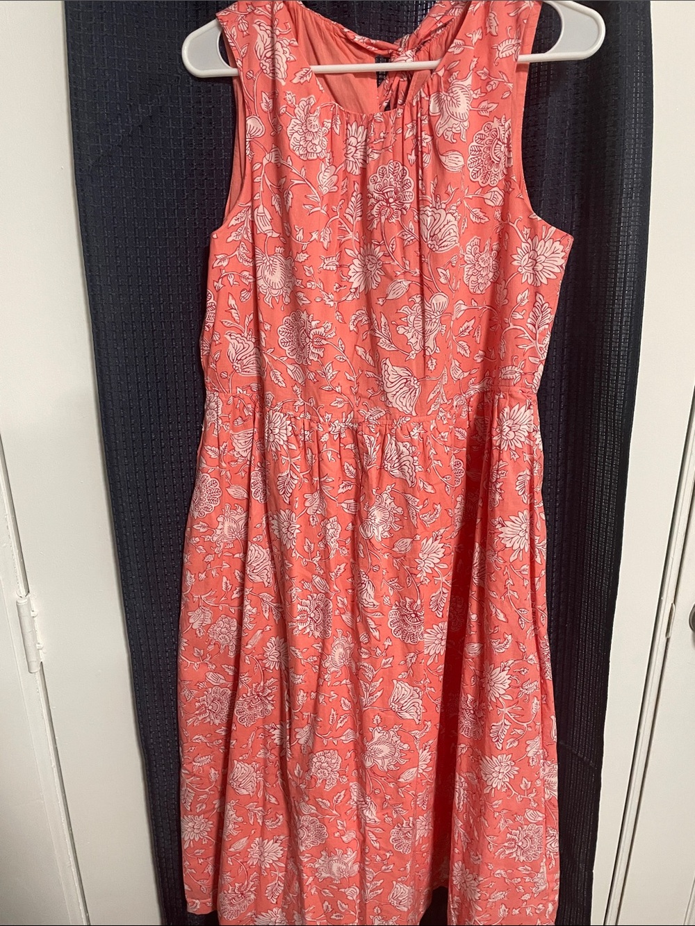 J. Crew Coral and White Floral Sleeveless Dress